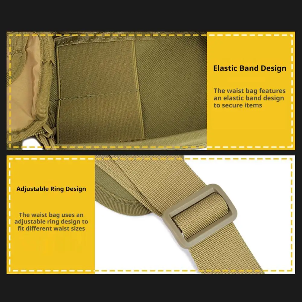 Oxford Cloth Waterproof Tactical Waist Bag, Adjustable Outdoor Fanny Pack for Hunting, Camping, Hiking & Running for Men