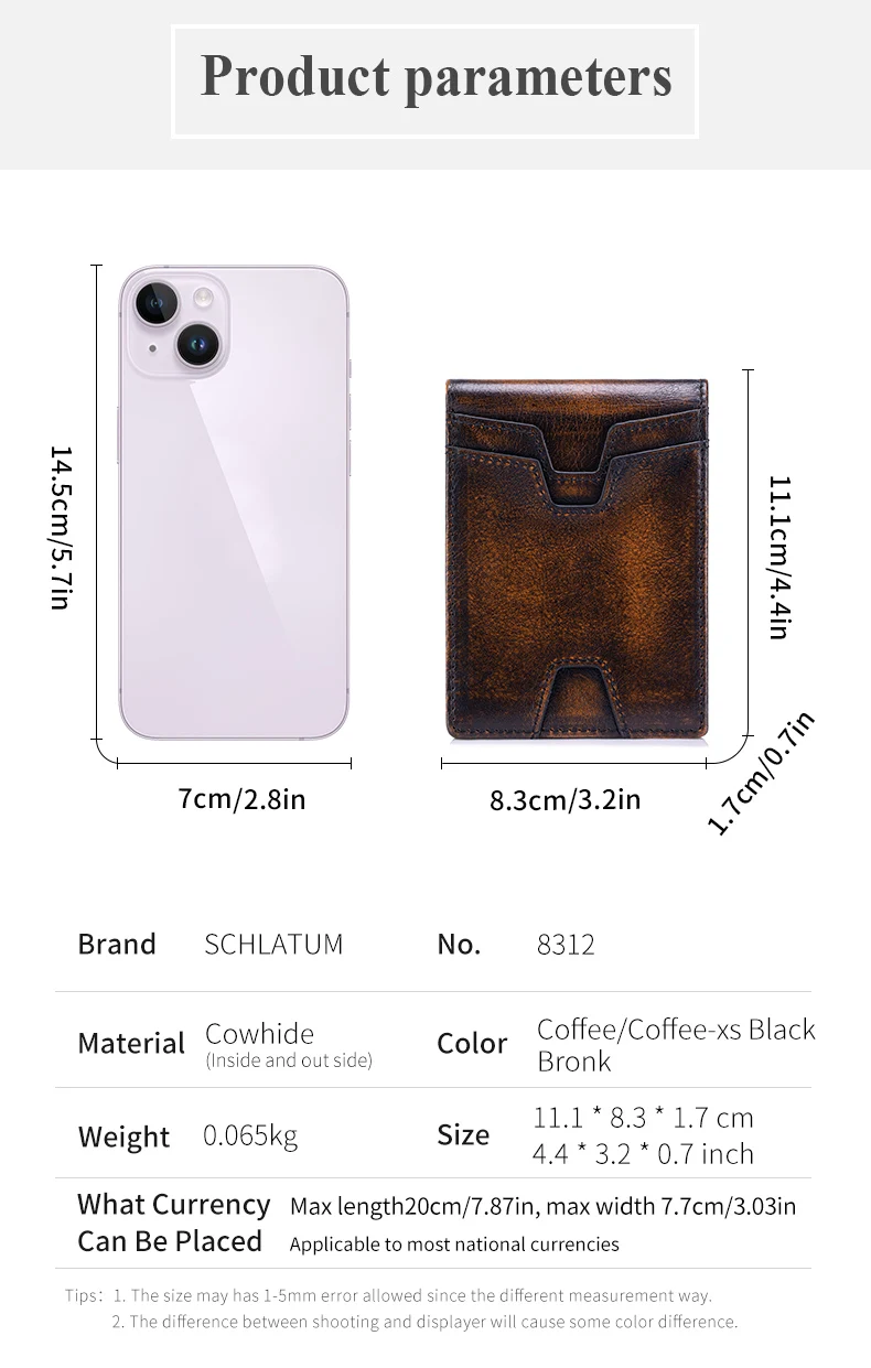 SCHLATUM Front Pocket Wallet for Men Slim Lightweight RFID Blocking Genuine Leather Bifold Thin Wallet with 10 Card Slots