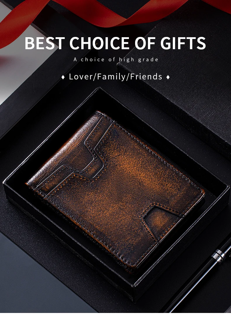 SCHLATUM Front Pocket Wallet for Men Slim Lightweight RFID Blocking Genuine Leather Bifold Thin Wallet with 10 Card Slots
