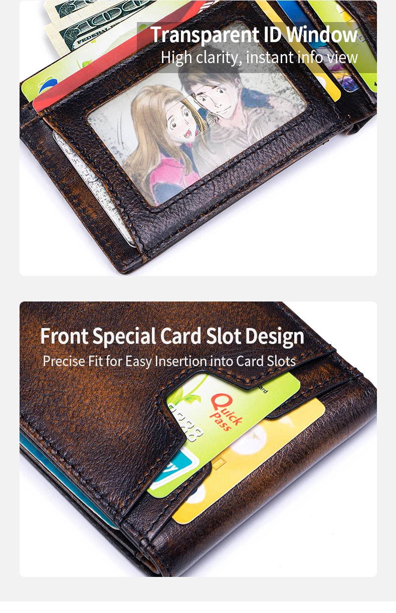 SCHLATUM Front Pocket Wallet for Men Slim Lightweight RFID Blocking Genuine Leather Bifold Thin Wallet with 10 Card Slots