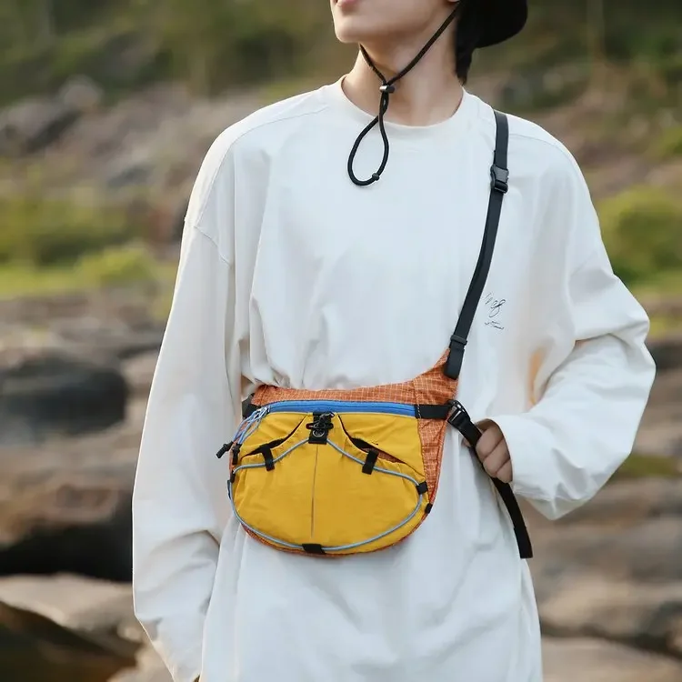 Colorblock Outdoor Crossbody Sling Bag, Adjustable Strap, For Daily Commute Hiking Travel For Men Women