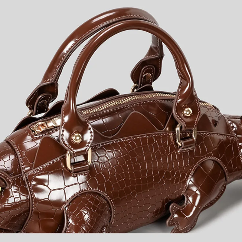 New Trendy Crocodile Shape Handbag for Women, Europe and America Fashion Tote Designer Female Casual Shoulder Crossbody Bag Ins