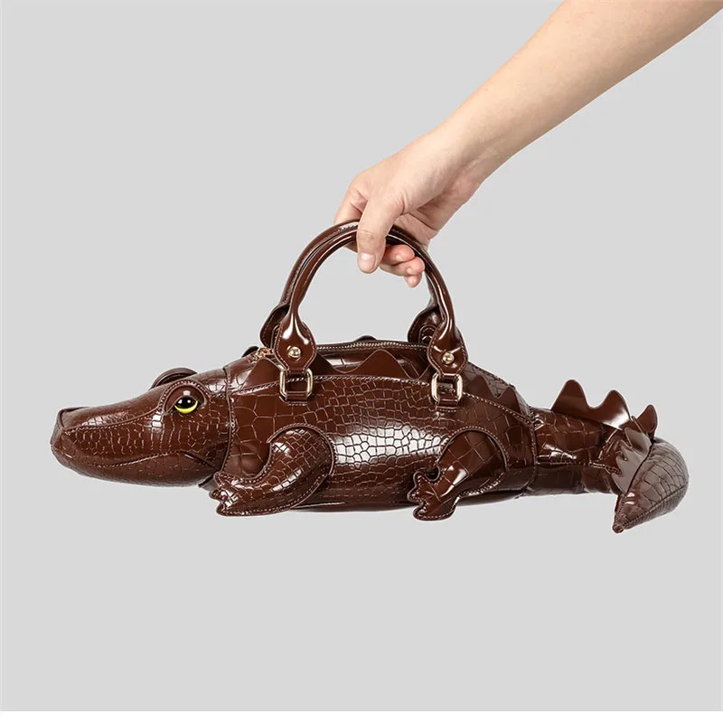 New Trendy Crocodile Shape Handbag for Women, Europe and America Fashion Tote Designer Female Casual Shoulder Crossbody Bag Ins