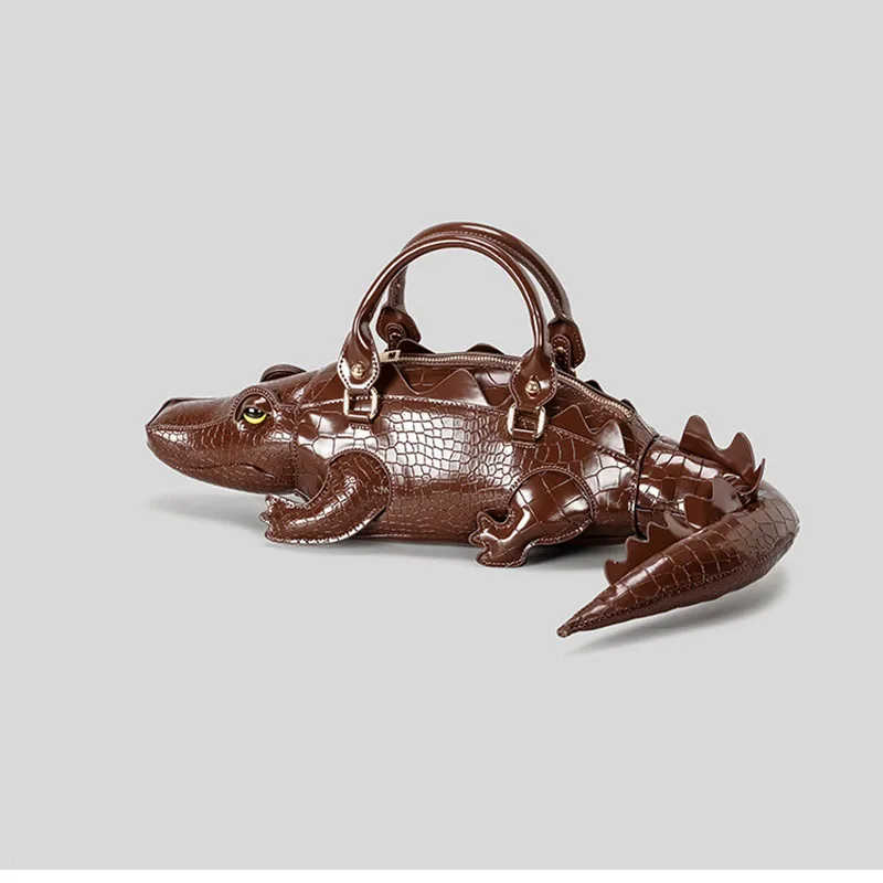 New Trendy Crocodile Shape Handbag for Women, Europe and America Fashion Tote Designer Female Casual Shoulder Crossbody Bag Ins
