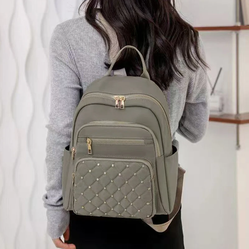 Daily Wear Soft Fabric Women Backpack Side Pocket Design, Simple Multi-color Rucksack for Casual Street Matching