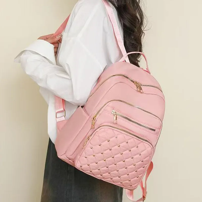 Daily Wear Soft Fabric Women Backpack Side Pocket Design, Simple Multi-color Rucksack for Casual Street Matching