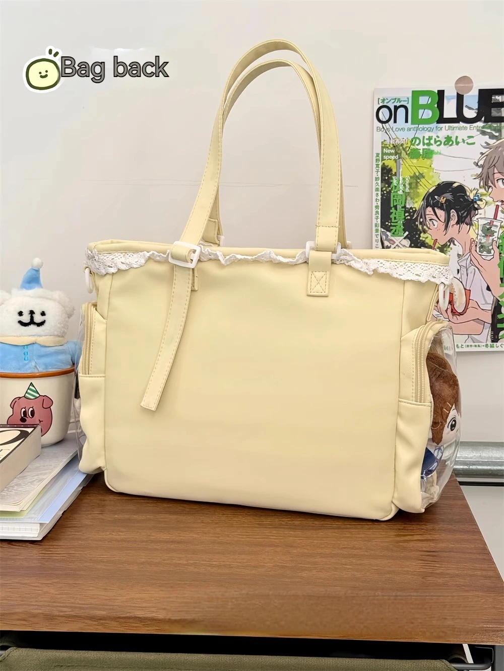 Japanese 2D Anime Itabag Ballet Girl Large Appetite Single Shoulder Crossbody Bag With Clear Pocket Lace Trim Gift For Friends