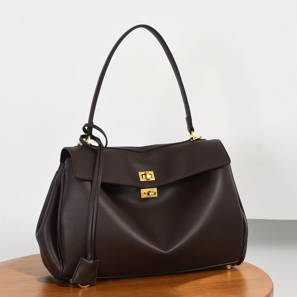 New Stylish Large-capacity Platinum Bag Women's Casual Versatile Commuting Crossbody Bag Modern Neutral Business Handbag