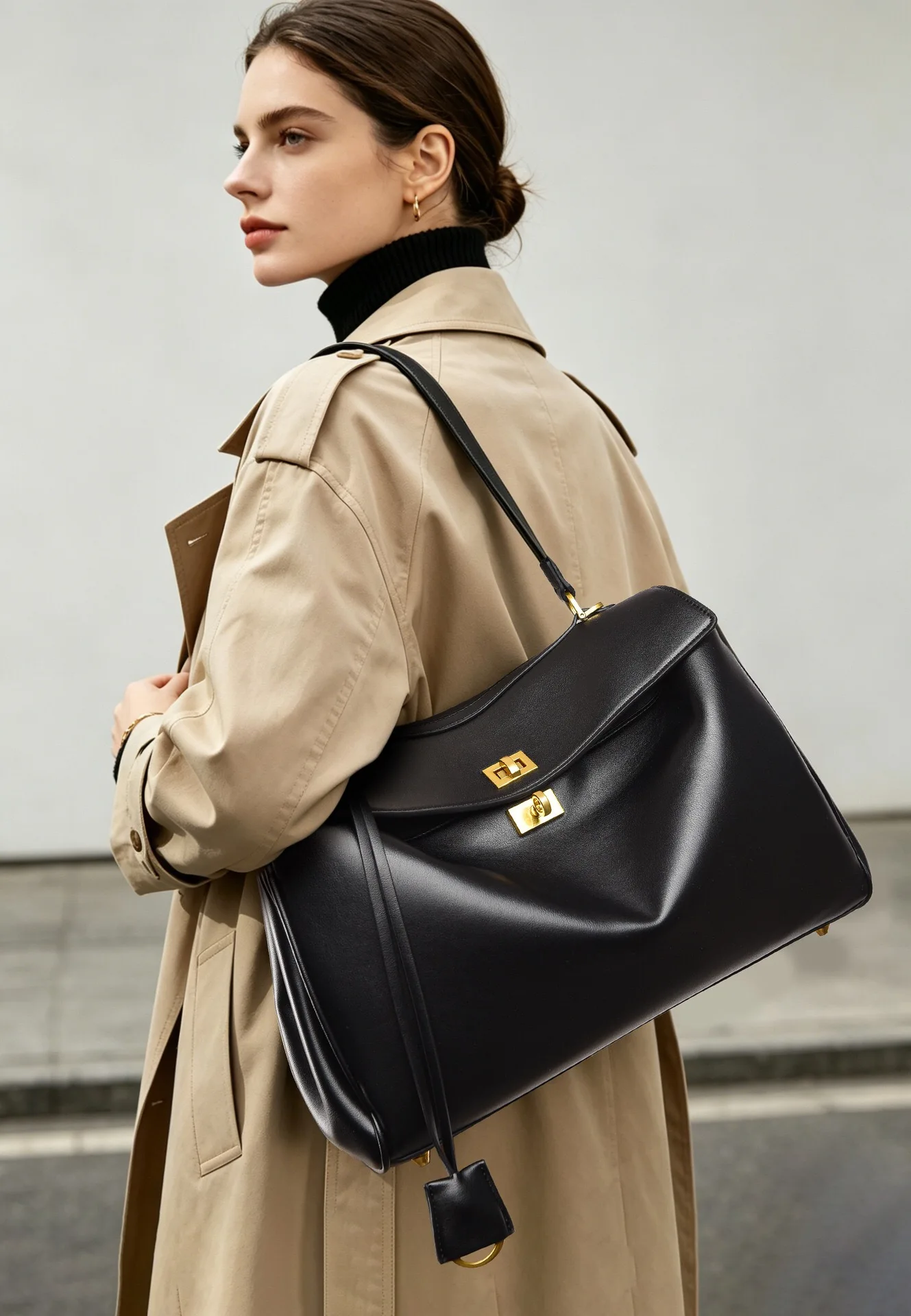 New Stylish Large-capacity Platinum Bag Women's Casual Versatile Commuting Crossbody Bag Modern Neutral Business Handbag