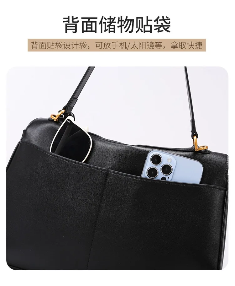 New Stylish Large-capacity Platinum Bag Women's Casual Versatile Commuting Crossbody Bag Modern Neutral Business Handbag