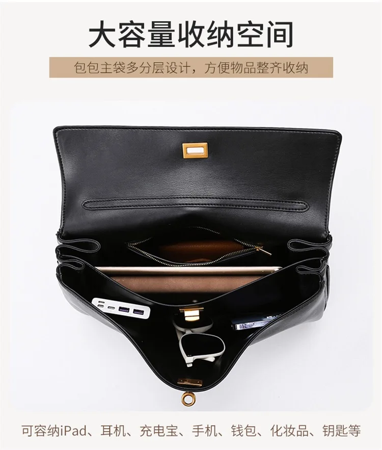 New Stylish Large-capacity Platinum Bag Women's Casual Versatile Commuting Crossbody Bag Modern Neutral Business Handbag
