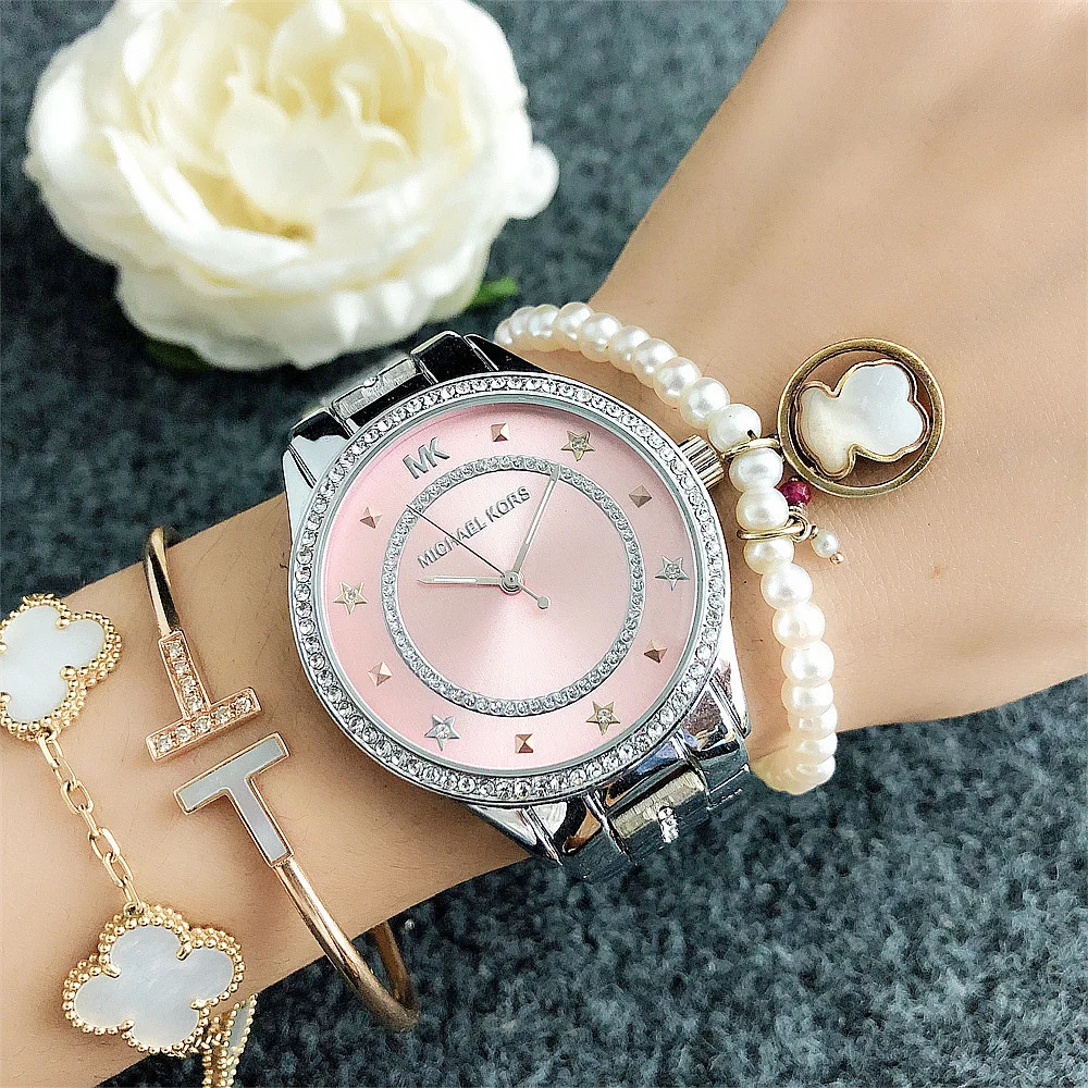 Brand new Michael Kors luxury women's bag with a diamond-studded dial, quartz movement, casual business style, alloy material, s