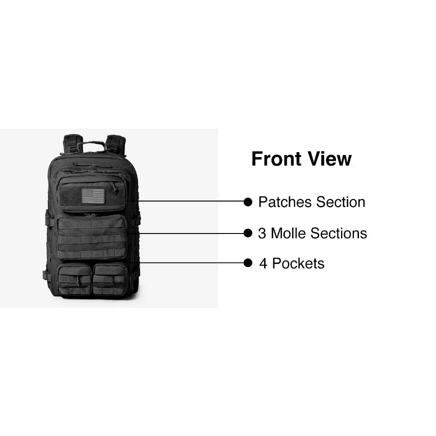 50L/30L MOLLE Assault Pack, Tactical Backpack Military Army Camping Rucksack, 3-Day Pack