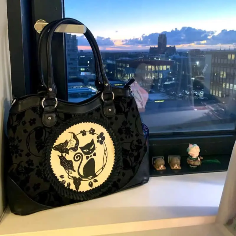 Vintage Black Cat Print Tote Bag Women Dark Gothic Style Large Capacity Handbag Ladies Fashion Commuter Elegant Shoulder Bag New