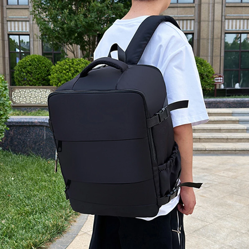 Versatile Women's Travel Backpack with Shoe Compartment, Multi-pocket Laptop Bag with Luggage Strap for Work & Trips