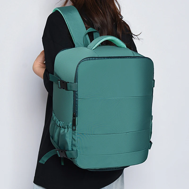 Versatile Women's Travel Backpack with Shoe Compartment, Multi-pocket Laptop Bag with Luggage Strap for Work & Trips
