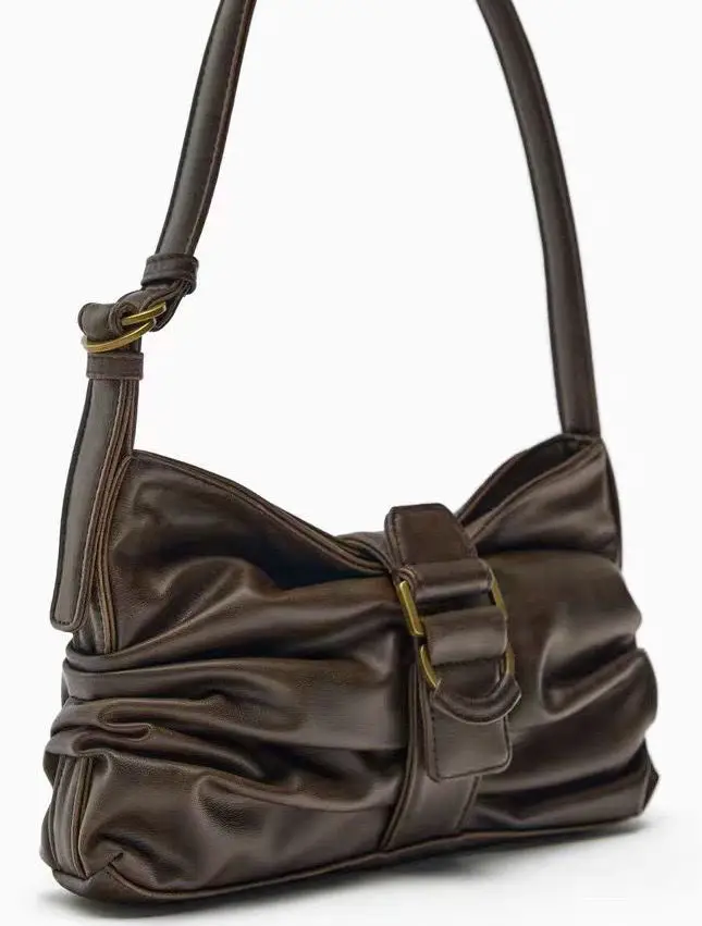 JIAERDI Hot Girls Vintage Crinkled Brown Handbag Women Harajuku Buckle Tote Bag Ladies Luxury Trendy Leather Y2k Shoulder Bag