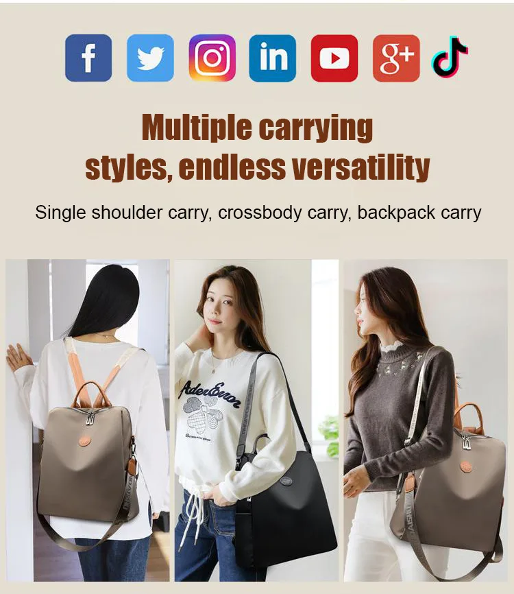 Thickened Oxford Fabric Backpack with Multiple Carrying Methods, Large Capacity, Luggage Trolley Compatible