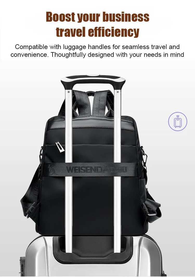 Thickened Oxford Fabric Backpack with Multiple Carrying Methods, Large Capacity, Luggage Trolley Compatible