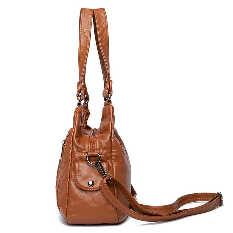 Women's Retro Crossbody Bag, Large Capacity Convertible Shoulder Bag and Handbag, Synthetic Leather with Zipper, Suitable for Da