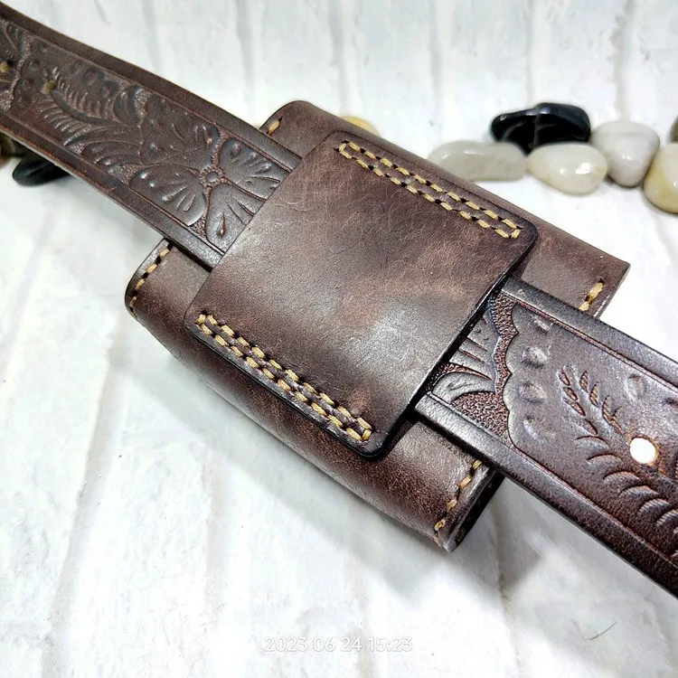 Small Waist Bag Genuine Leather Belt Pack Mobile Phone Leather Sheath Wallet Card Holder Car Key Case House Key Pouch 3618