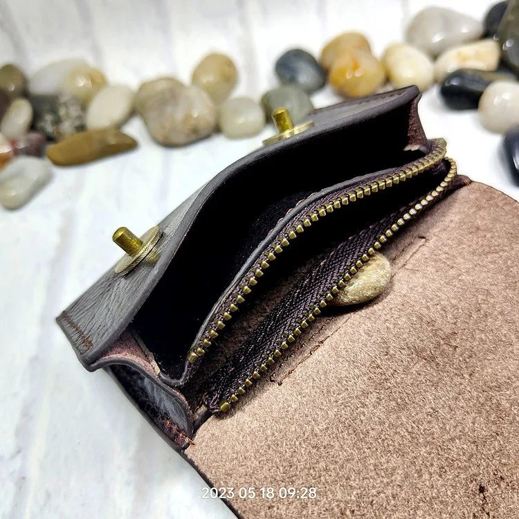 Small Waist Bag Genuine Leather Belt Pack Mobile Phone Leather Sheath Wallet Card Holder Car Key Case House Key Pouch 3618