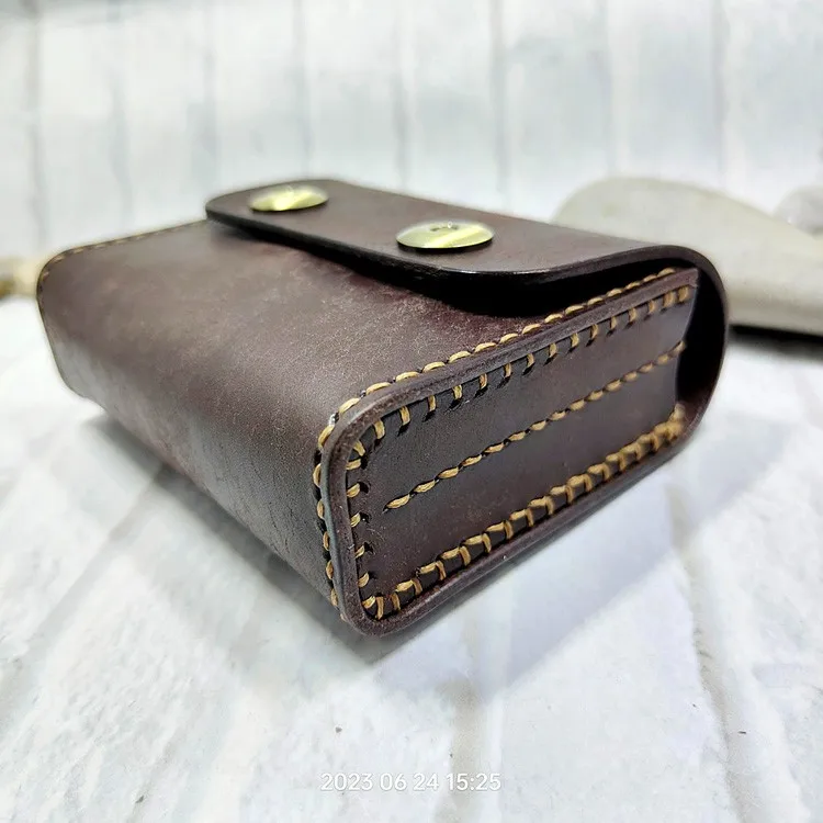 Small Waist Bag Genuine Leather Belt Pack Mobile Phone Leather Sheath Wallet Card Holder Car Key Case House Key Pouch 3618