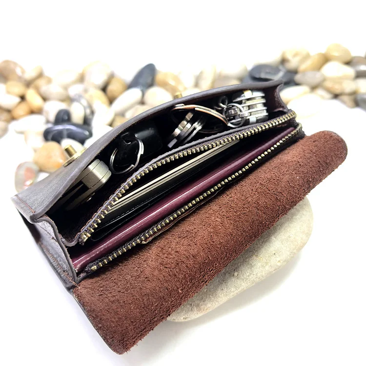 Small Waist Bag Genuine Leather Belt Pack Mobile Phone Leather Sheath Wallet Card Holder Car Key Case House Key Pouch 3618