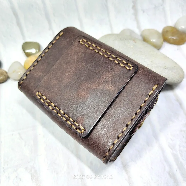 Small Waist Bag Genuine Leather Belt Pack Mobile Phone Leather Sheath Wallet Card Holder Car Key Case House Key Pouch 3618