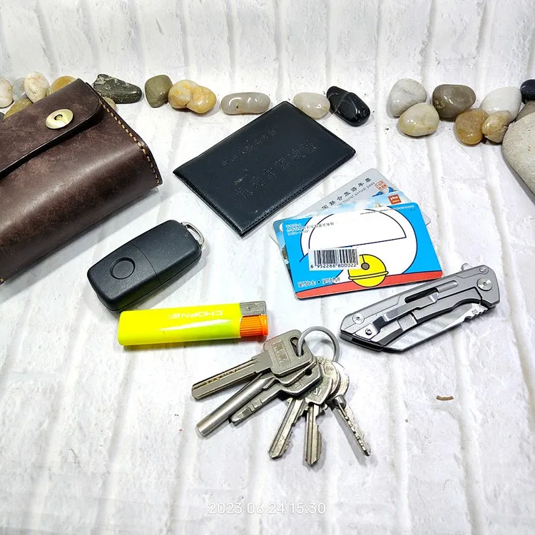 Small Waist Bag Genuine Leather Belt Pack Mobile Phone Leather Sheath Wallet Card Holder Car Key Case House Key Pouch 3618
