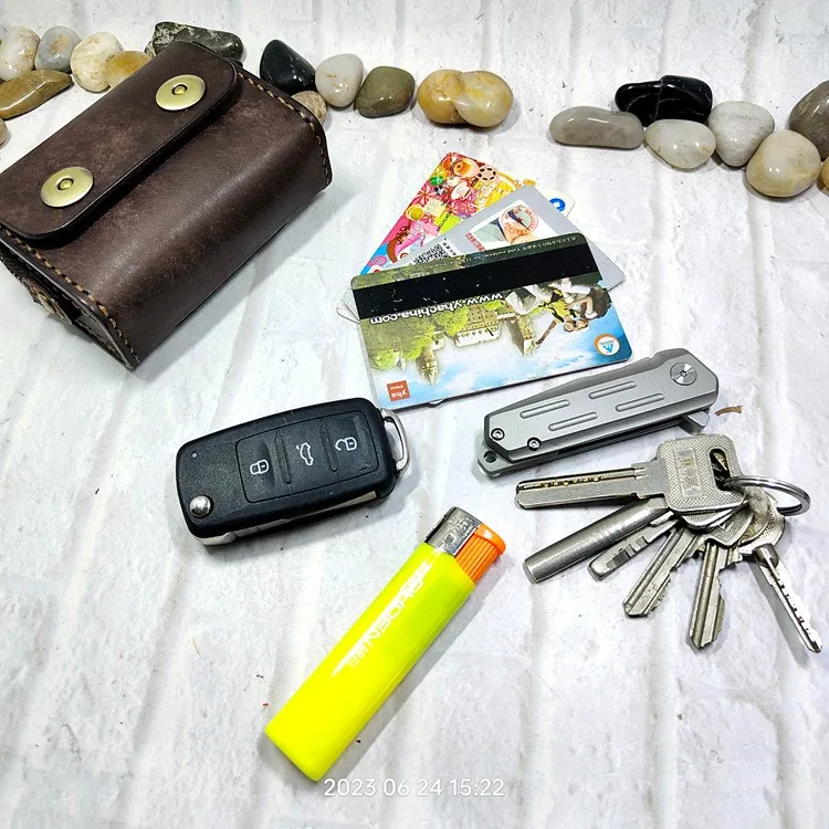 Small Waist Bag Genuine Leather Belt Pack Mobile Phone Leather Sheath Wallet Card Holder Car Key Case House Key Pouch 3618