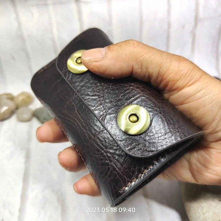 Small Waist Bag Genuine Leather Belt Pack Mobile Phone Leather Sheath Wallet Card Holder Car Key Case House Key Pouch 3618