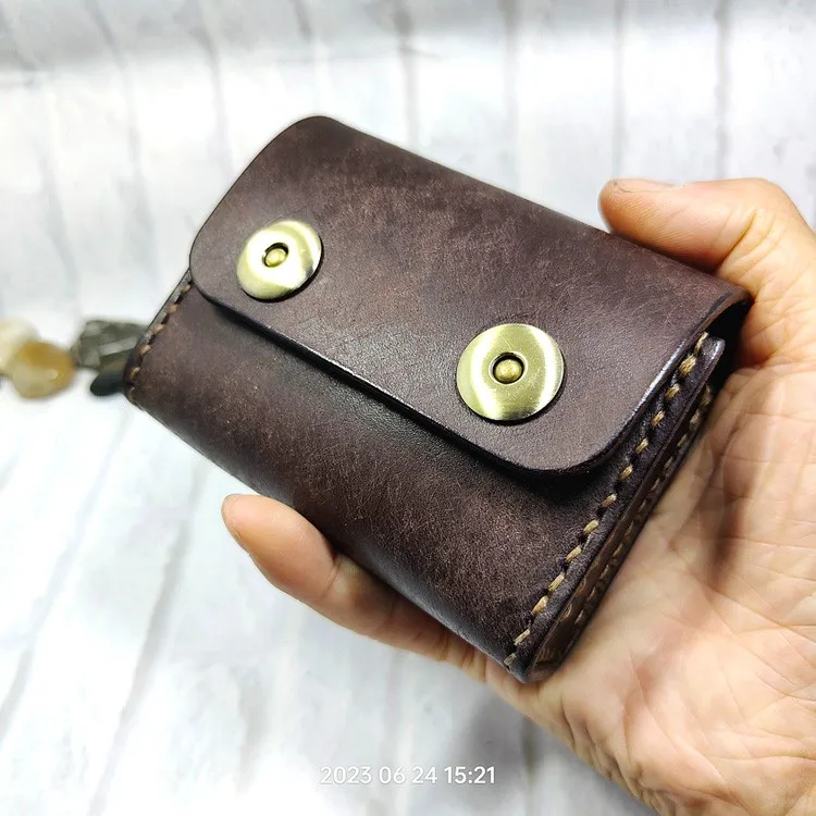 Small Waist Bag Genuine Leather Belt Pack Mobile Phone Leather Sheath Wallet Card Holder Car Key Case House Key Pouch 3618