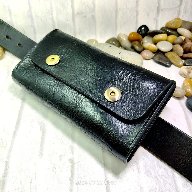 Small Waist Bag Genuine Leather Belt Pack Mobile Phone Leather Sheath Wallet Card Holder Car Key Case House Key Pouch 3618