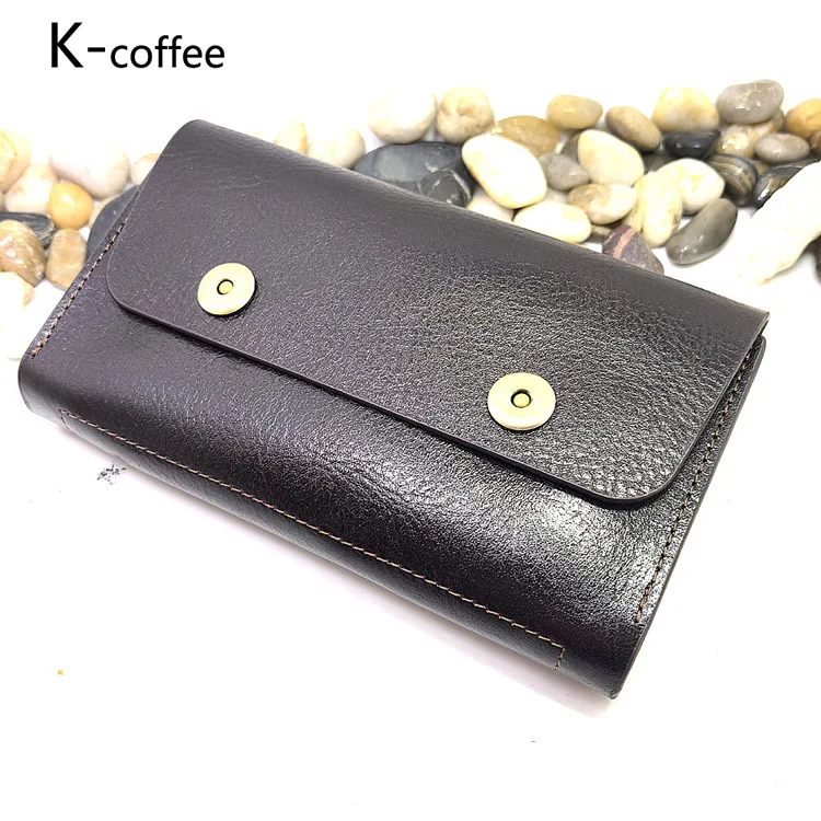 Small Waist Bag Genuine Leather Belt Pack Mobile Phone Leather Sheath Wallet Card Holder Car Key Case House Key Pouch 3618