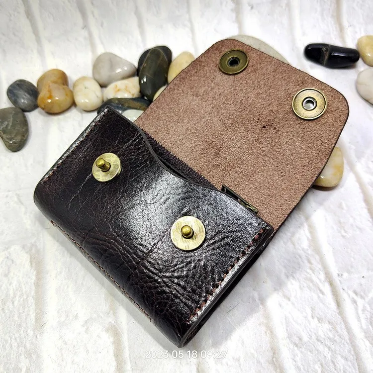 Small Waist Bag Genuine Leather Belt Pack Mobile Phone Leather Sheath Wallet Card Holder Car Key Case House Key Pouch 3618