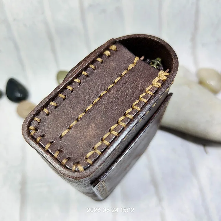 Small Waist Bag Genuine Leather Belt Pack Mobile Phone Leather Sheath Wallet Card Holder Car Key Case House Key Pouch 3618
