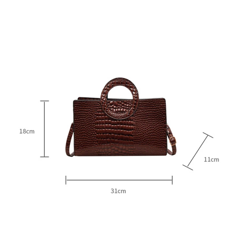 Women's Crocodile Pattern PU Leather Handbags Green Square Bag Fashion Brand Shoulder Messenger Bags Female Clutches