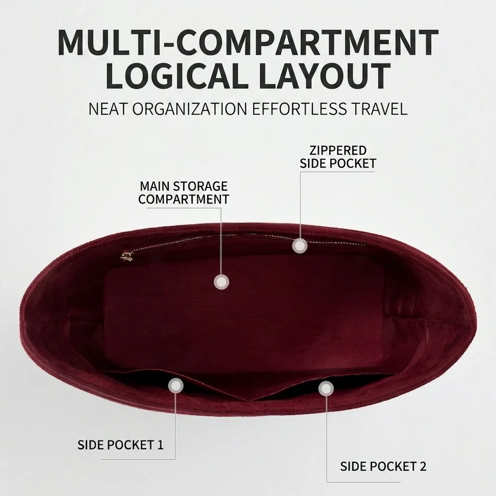 High-grade Bag Insert for LV Carryall MM PM Velvet Organizer Insert Storage Bag Support Anti-deformation Bag Accessories