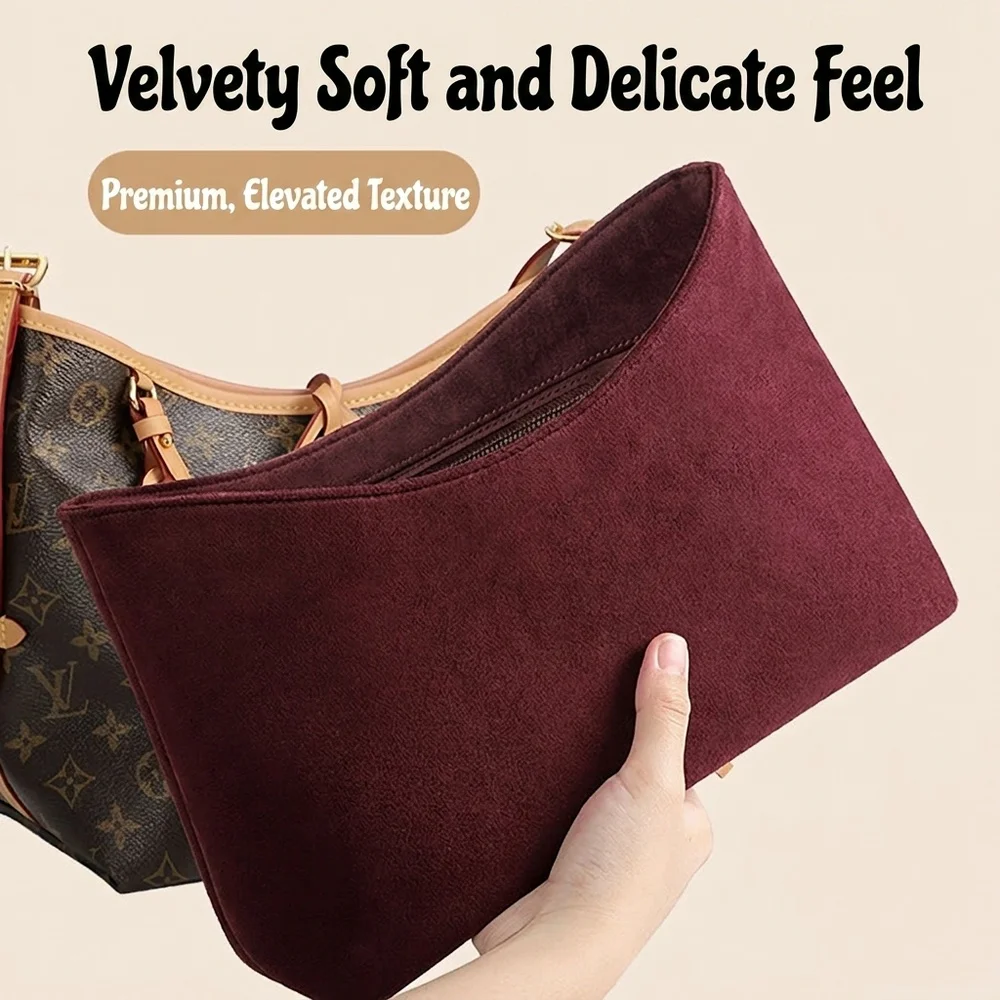 High-grade Bag Insert for LV Carryall MM PM Velvet Organizer Insert Storage Bag Support Anti-deformation Bag Accessories
