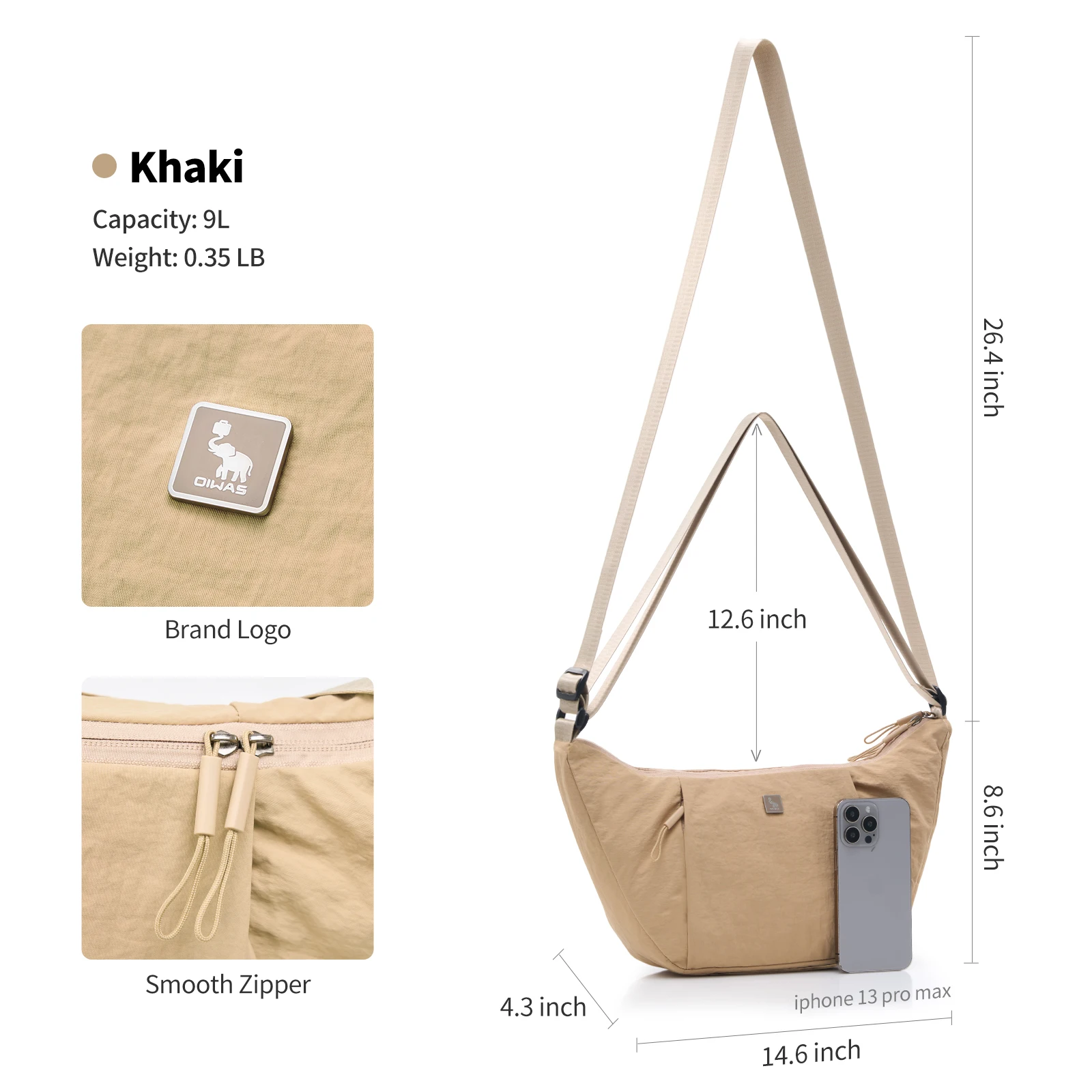 OIWAS Ultra-light Waterproof Material Crossbody Bag - Durable Water-Resistant Shoulder Bag for Everyday Use