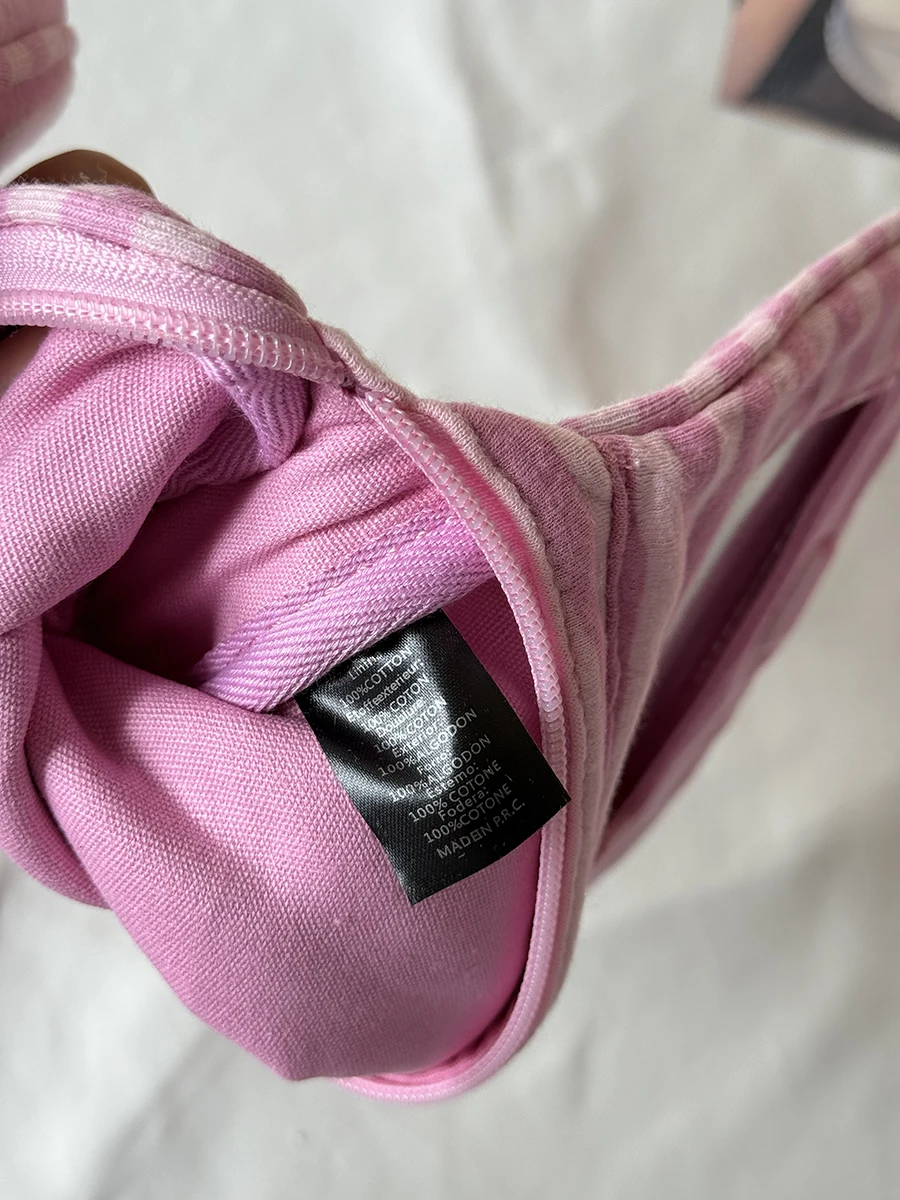 Pink Striped Flip-top Makeup Bag Women Portable Zipper Cosmetic Travel Organizer Girls Cute Sweet Mirror Handbag Toiletry Pouch