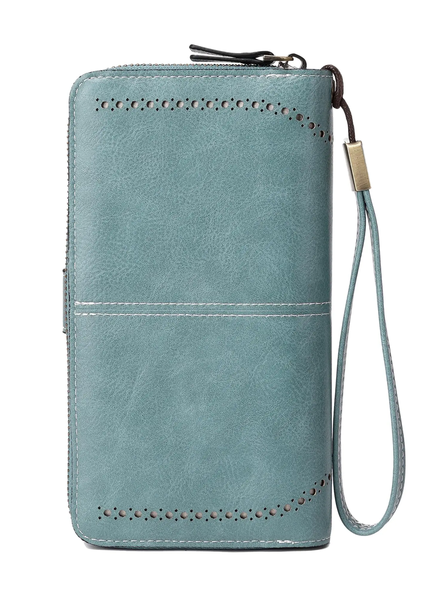 RFID Retro Three Fold Large Capacity Long Wallet Fashionable Solid Color Women's Wallet Multifunctional Zipper Buckle Wallet