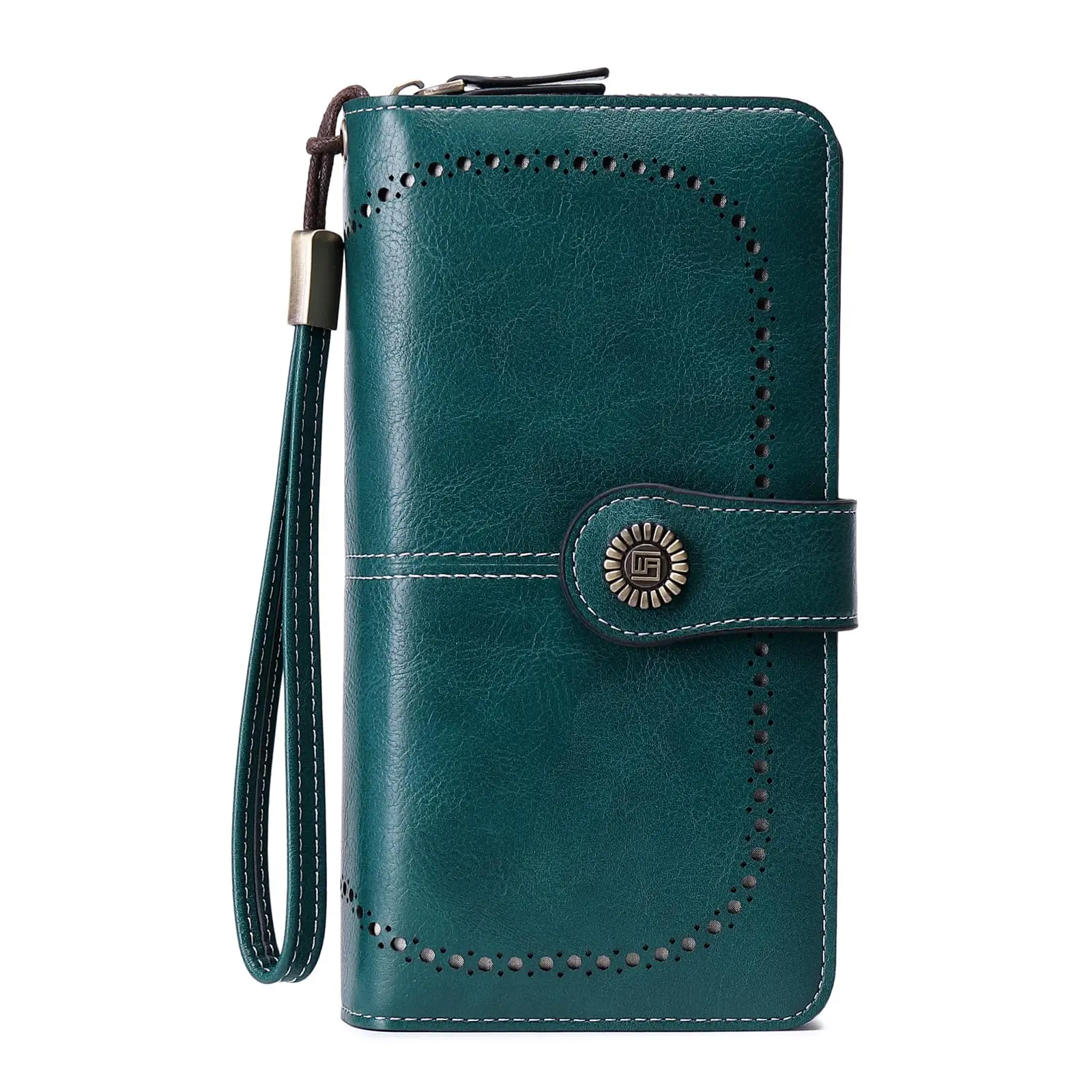 RFID Retro Three Fold Large Capacity Long Wallet Fashionable Solid Color Women's Wallet Multifunctional Zipper Buckle Wallet
