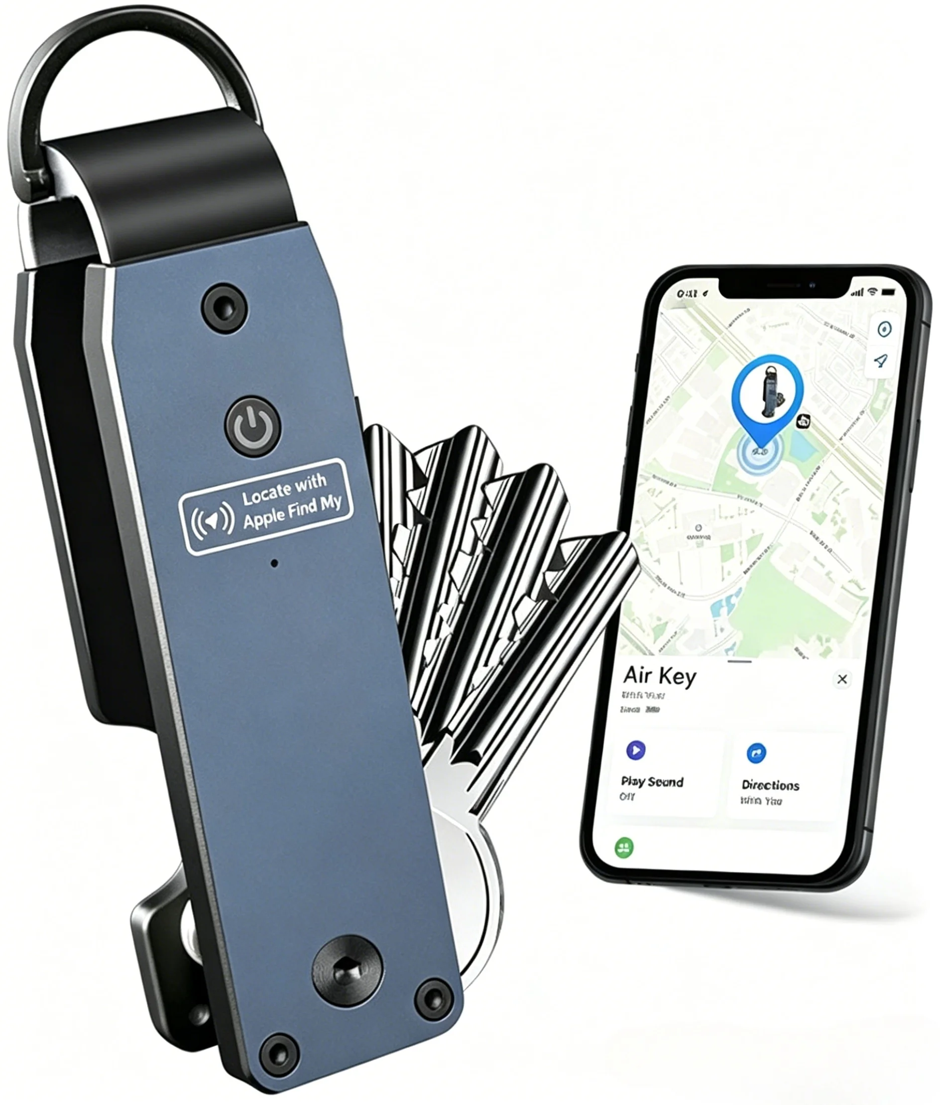 Air Keychain Car Key Chains with GPS Tracker Key Finder Built-in Airtag Chips Works with Apple Find My iOS Only Key Organizer