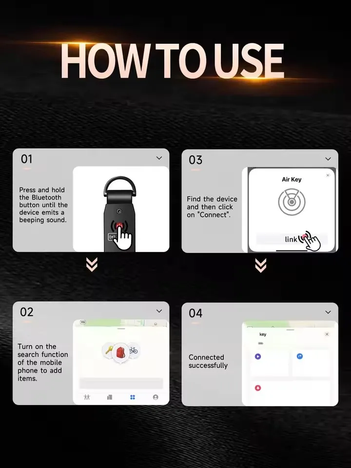 Air Keychain Car Key Chains with GPS Tracker Key Finder Built-in Airtag Chips Works with Apple Find My iOS Only Key Organizer