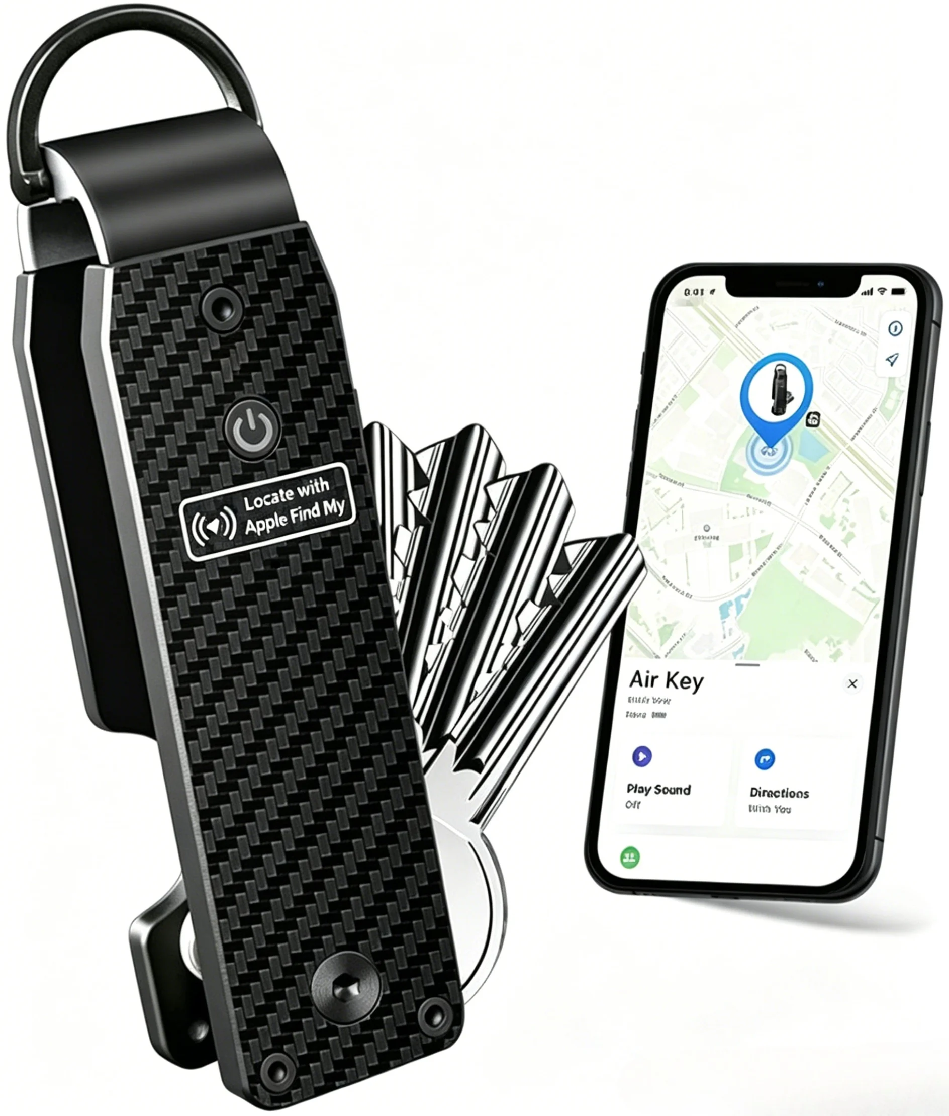 Air Keychain Car Key Chains with GPS Tracker Key Finder Built-in Airtag Chips Works with Apple Find My iOS Only Key Organizer