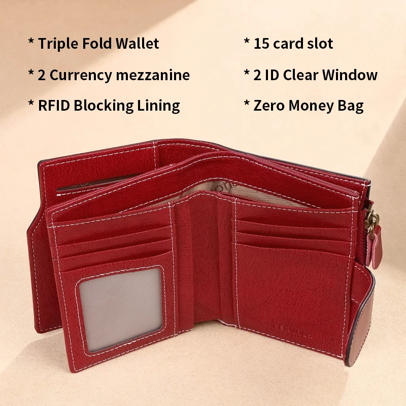 RFID Anti-Theft Brush New Three Fold Multi Fold Genuine Leather Cowhide Wallet Multifunctional Anti Tamper Magnetic Card Bag Sho