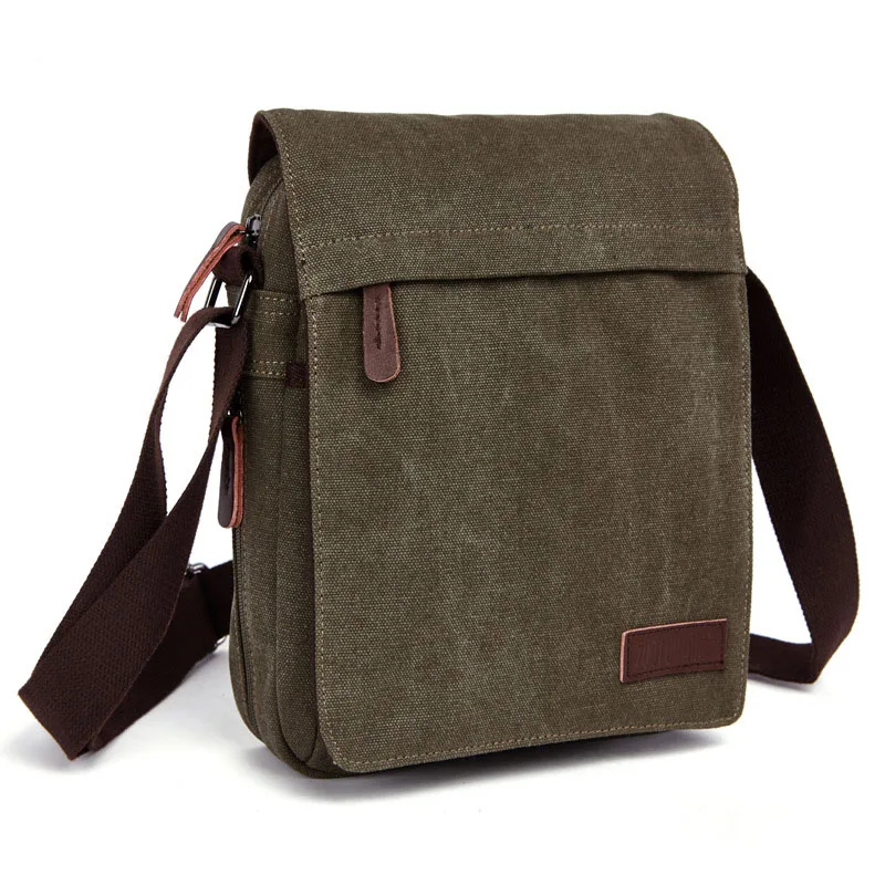 Casual Portable Men's Shoulder Bag Solid Vintage Canvas Messenger Bags Trend Cellphone Crossbody Satchel For Men Purse