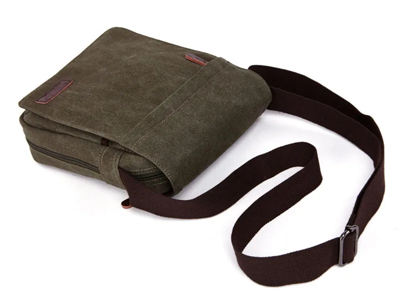 Casual Portable Men's Shoulder Bag Solid Vintage Canvas Messenger Bags Trend Cellphone Crossbody Satchel For Men Purse